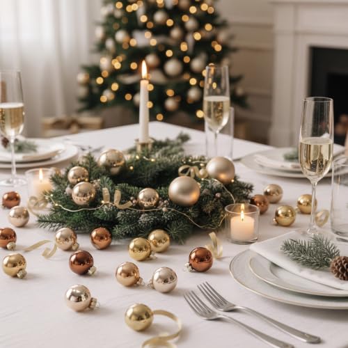 32 Pcs 1'' Mini Glass Christmas Ornament (32 Count)