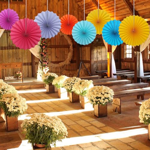 Morange Party Decorations Morange Hanging Paper Fans Set 8pcs