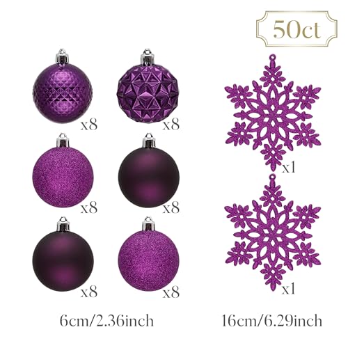 50ct Christmas Tree Decorations Ball Ornaments 2.36 Inches (50 Count)