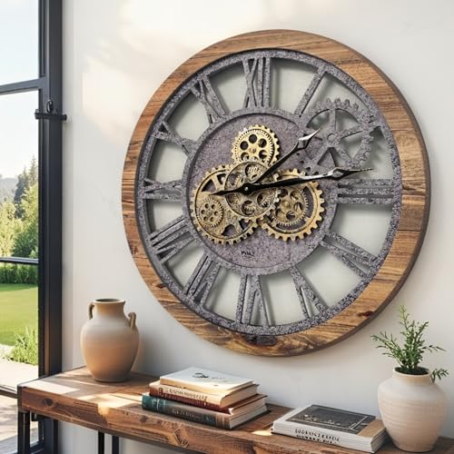 The Gears Clock The Original Real Moving Gear Wall Clock Vintage Industrial Oversized Rustic Farmhouse