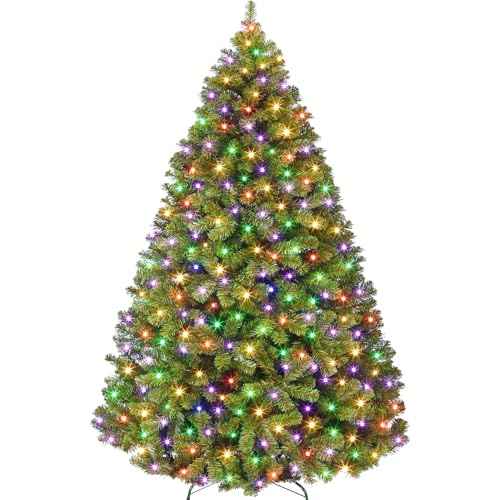 8ft Prelit Noble Fir Wide Artificial Christmas Tree with RGBW Light