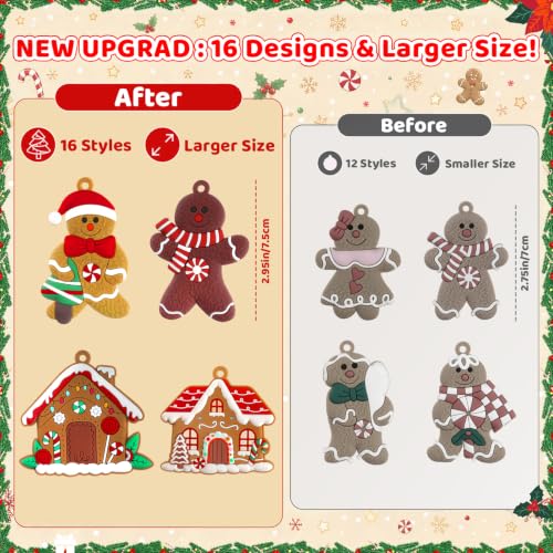 Gingerbread Man & House Ornaments for Christmas Tree Decorations (12 Count)