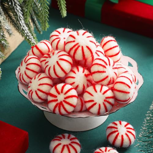 36 Pcs Felt Peppermint Christmas Decorations Wool (36 Count)