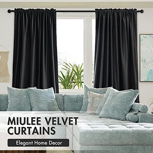 Black Blackout Velvet Curtains Drapes 63 Inch Long 52"x63" Bedroom (2 Count)