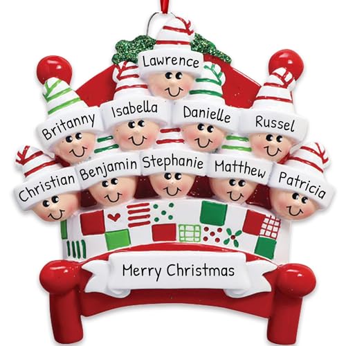 3D Bedtime Family of 10 Ornament 2026 Personalized Family Christmas Ornaments 2026
