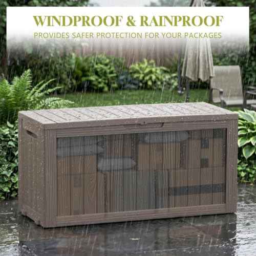 130 Gal Package Delivery Box Lockable Outdoor Storage Boxes Grey
