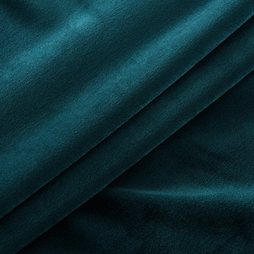 Super Soft Luxury Velvet Set of 2 Dark Green Blackout Energy Efficient Grommet Top Curtain Curtain Panel Drapes Peacock Blue 52Wx120L