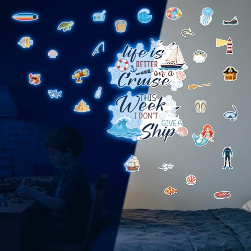 32Pcs Glow in The Dark Cruise Ship Door Wall Stickers