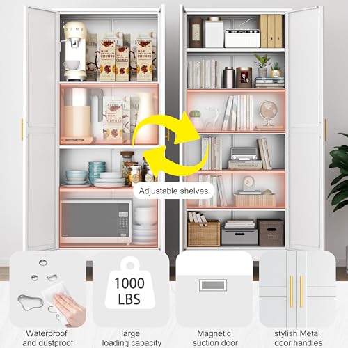 Kitchen Pantry Storage Cabinet with Doors and Adjustable Shelves