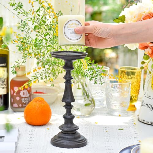 Rustic Cast Iron Pillar Candle Holder