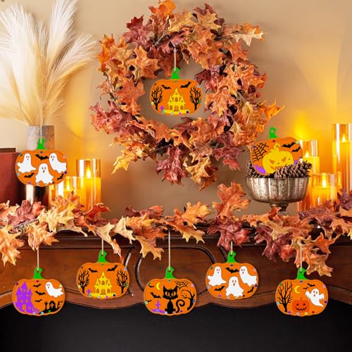 36PCS Wooden Pumpkins Ornaments to Paint Halloween Thanksgiving Decoration Cutouts Unfinished 3.5 inches (36 Count)