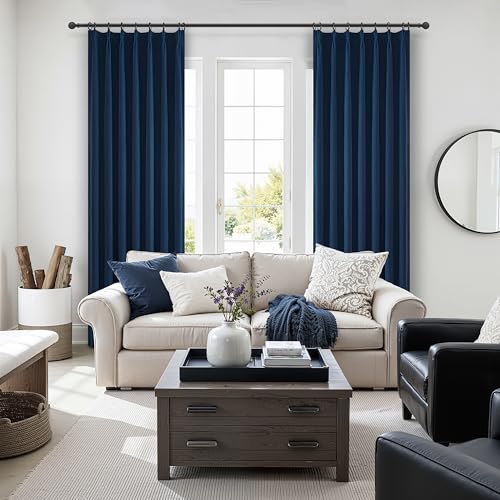 Navy Blue Blackout Curtains 102 Inch Length for Kids
