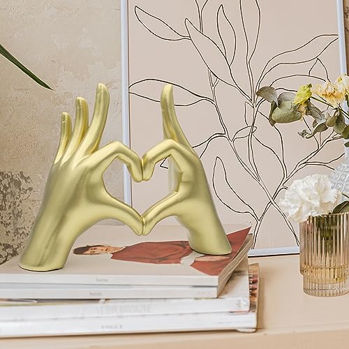 Gold Heart Hands Sculpture
