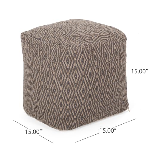 Boho Handmade Fabric Cube Pouf Ottoman Foot Stool