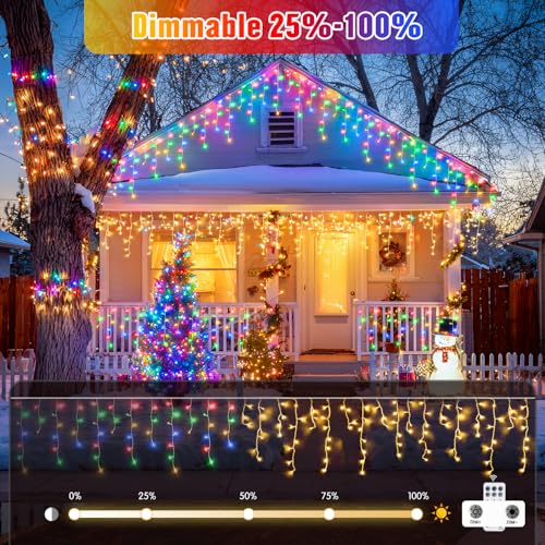 Color Changing Icicle Lights for Outside (38.8 Foot)