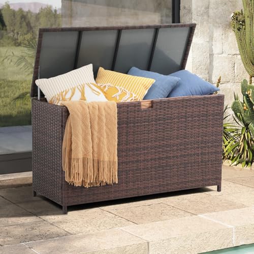 120 Gallon Wicker Outdoor Storage Box w