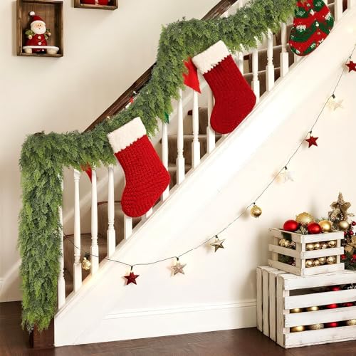 Lifelike Touch Artificial Christmas Cedar Garland for Mantle (6 Foot)