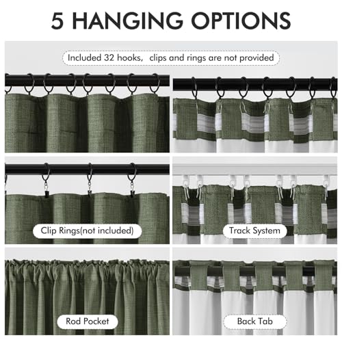 100% Blackout Back Tab Pleat Linen Curtains 50" Wx84 L (2 Count)
