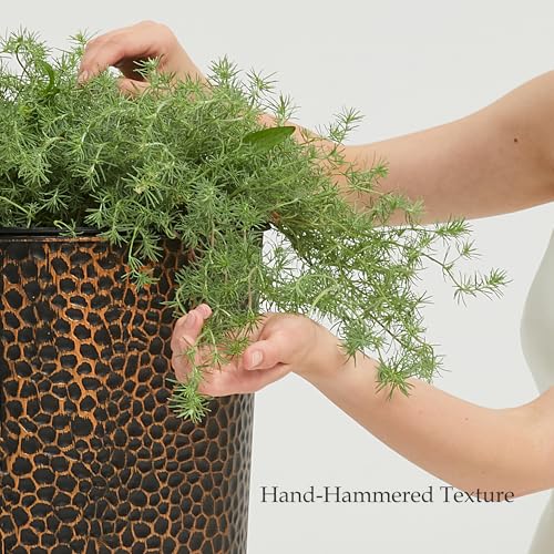 2 Pack 25" Tall Narrow Metal Planter with Inside Pot for Indoors or Outdoors (2 Count)