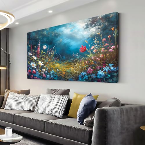 Beautiful Colorful Grassland in Forest Landscape Wall Art Decor Artwork for Bedroom