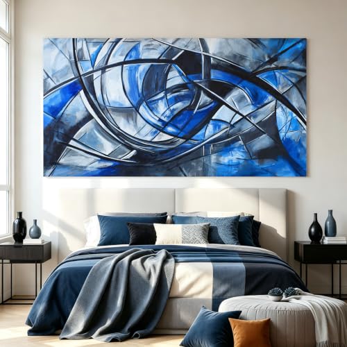 Abstract Wall Art Decor Oversized Wall Art Pictures for Living Room Abstract Canvas Art Wall Decor Modern Large Blue Wall Art Prints Black and White Wall Art Decor Bedroom Office Decor 29" X 58"