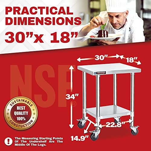 30x18 NSF Stainless Steel Cart Work Table