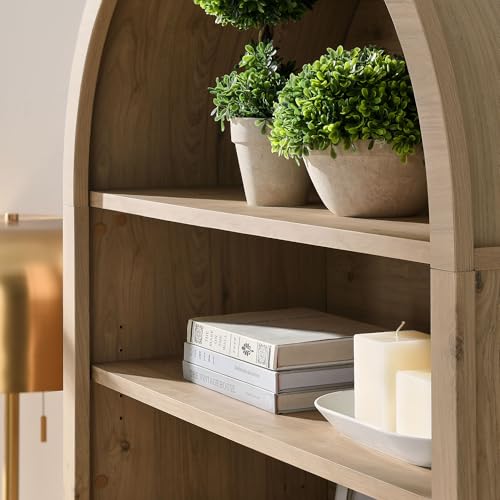 Nolan Tall Arched Storage Display Cabinet in Light Oak