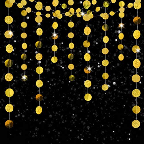 6 Pcs Glitter Gold Paper Circle Dots Garland (6 Count)