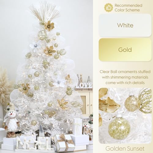 24 Pack Clear Christmas Ball Ornaments with Fillers (24 Count)
