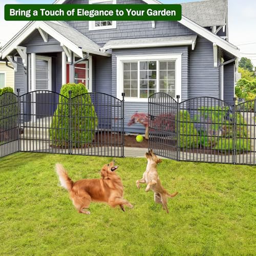 15 Panel No Dig Decorative Garden Fence with Gate 32"H x 35.4'L Dog Barrier (6.69 Sq Ft)