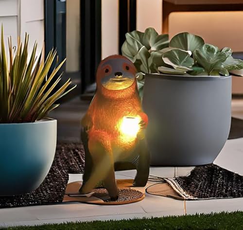 Cute Sloth Solar Light Fairy Garden Accessories Sloth Garden Decor Outdoor Figurine Lights Micro Landscape Halloween Decorations Christmas for Patio Yard Lawn Porch Gifts for Women