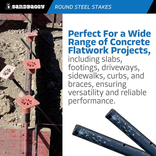 60 Inch Round Steel Concrete Form Stakes with Nail Holes (5 Count)