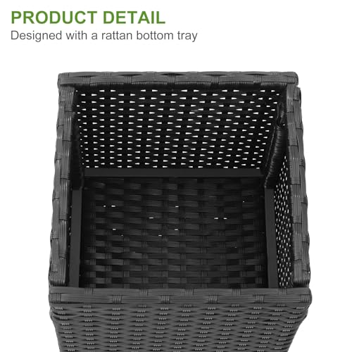 Set of 2 Tall Planters for Outdoor Plants Handmade 24'' Wicker Tall Square Planter Box with Removable Liners Modern Planter for Indoor Outdoor Garden Patio Front Porch (2 Count)