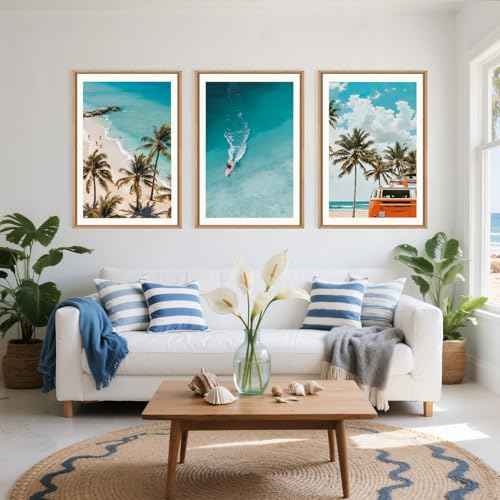 Large Nature Surfboard Beach Framed Canvas Wall Art