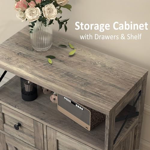 Farmhouse Storage Cabinet with Drawers and Shelf