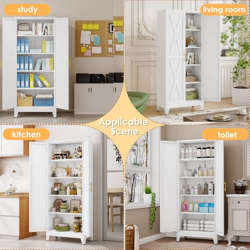 71" H Metal Kitchen Pantry Storage Cabinet