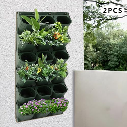 12Pieces 3 Pot Wall Planter Vertical Garden Plant Walls Wall Mounted Vertical Planter with Water