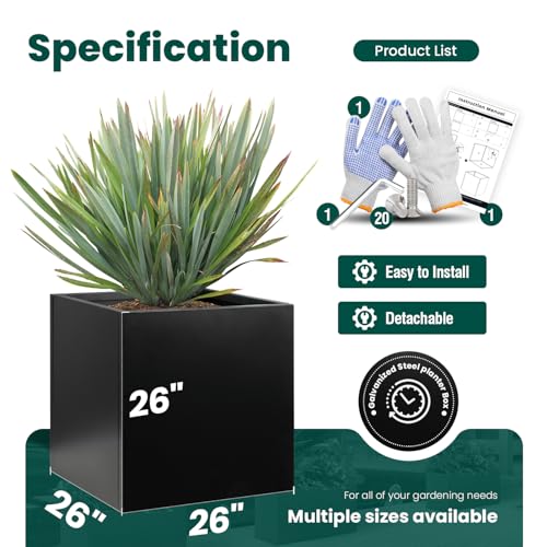 Galvanized Steel Planter Box 26 Inch H