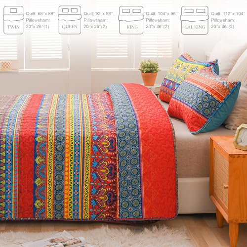Reversible Boho Quilts Queen Size Blue