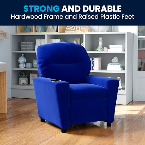 Chandler Microfiber Kids Recliner with Cup Holder and Safety Recline