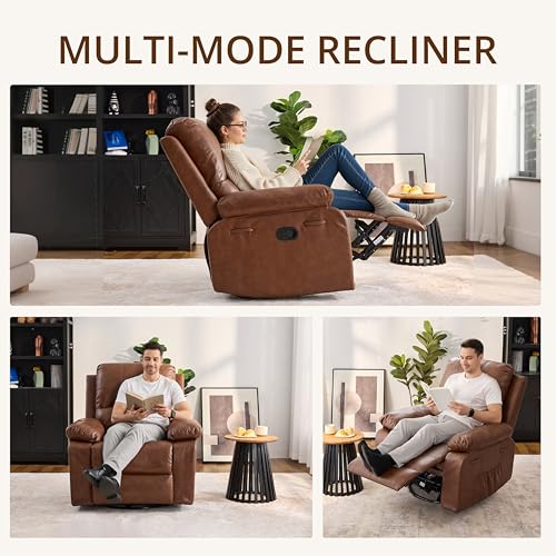 360° Swivel Rocking Leather Recliner Chair Set of 2 (2 Count)