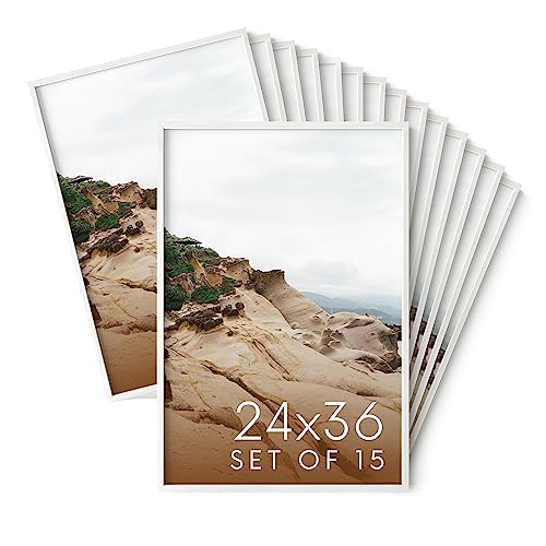 24x36 White Oak Wood Picture Frames Set of 15