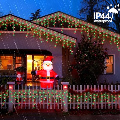 Red and Green Icicle Lights for Outside (66 Foot)