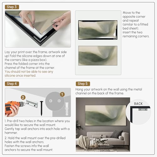 24"x46" Extra Large Framed Wall Art Abstract Green Swirl Soft Fluid Modern Illustration for Home Living Room Bedroom Decor