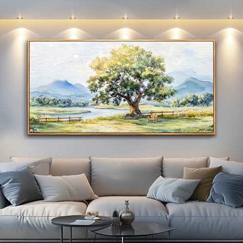 Large Farmhouse Wall Decor For Living Room Wall Art For Bedroom Office Decor Green Tree Ink