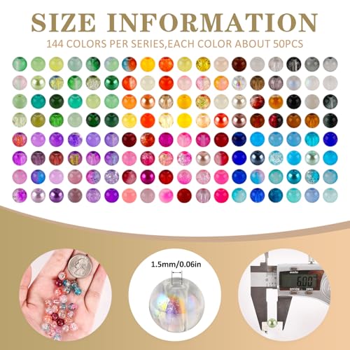 About 7200PCS 6mm Glass Beads Bracelet Making Kit (7200 Count)