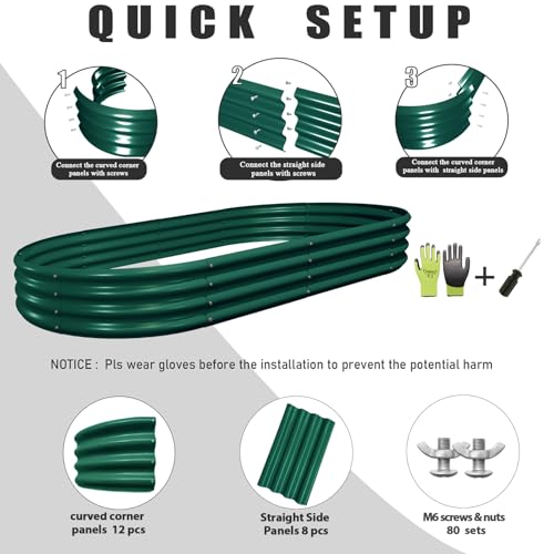 4 Pack 8x4x1FT Galvanized Raised Garden Bed Large Metal Planter Box Kit Elevated Raised Garden Planters for Outdoor Plants