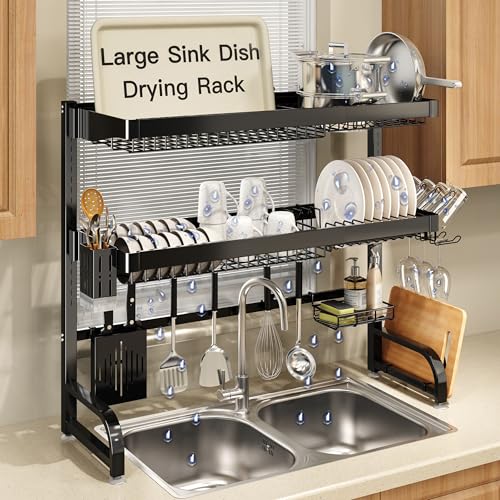 3 Tier Extra Large Stainless Steel Over The Sink Dish Drying Rack