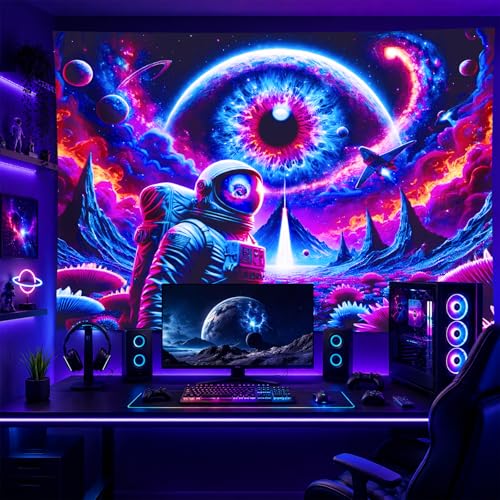 Blacklight Tapestry Astronaut Glow Backdrop 78 x 59 Inch