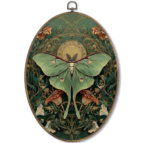 Vintage Luna Moth Art Nouveau Whimsical Oval Wall Art Decor 9x12